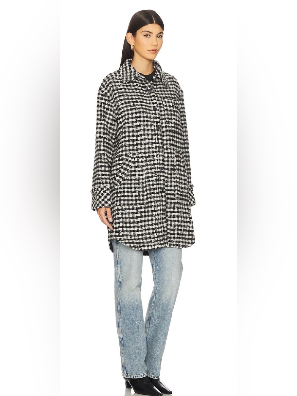 FREE PEOPLE x We The Free Get Around Houndstooth Shirt Jacket size large - Picture 8 of 14